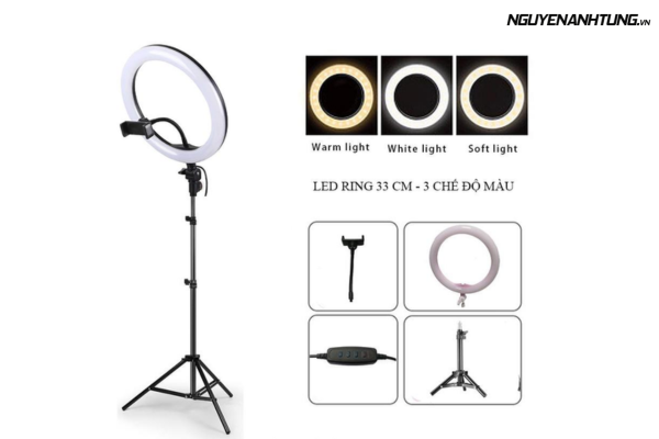 Đèn ringlight có thể điều chỉnh 3 chế độ màu