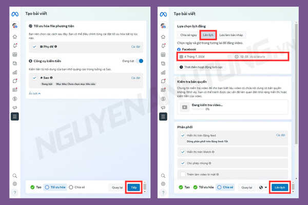 Lên lịch cho video Fanpage  