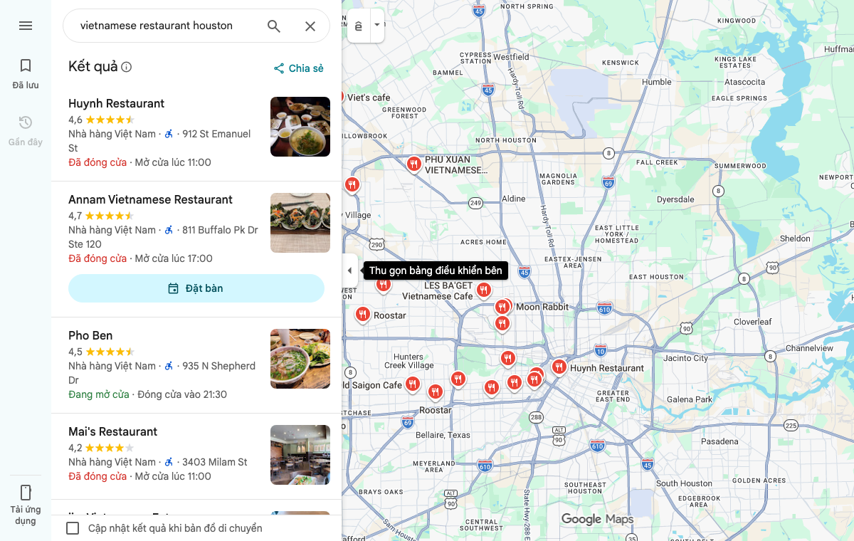 Khách tìm nhà hàng Việt trên Google Maps khi quán vắng khách