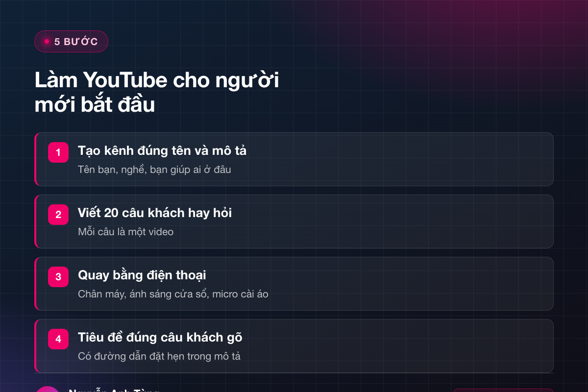 5 bước làm YouTube cho người mới bắt đầu