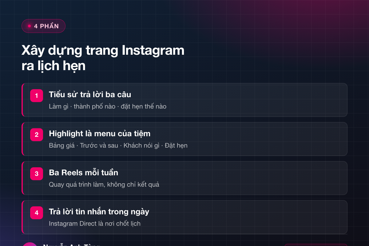 4 phần xây dựng trang Instagram cho tiệm làm đẹp