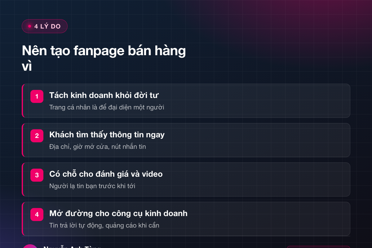 4 lý do nên tạo fanpage bán hàng