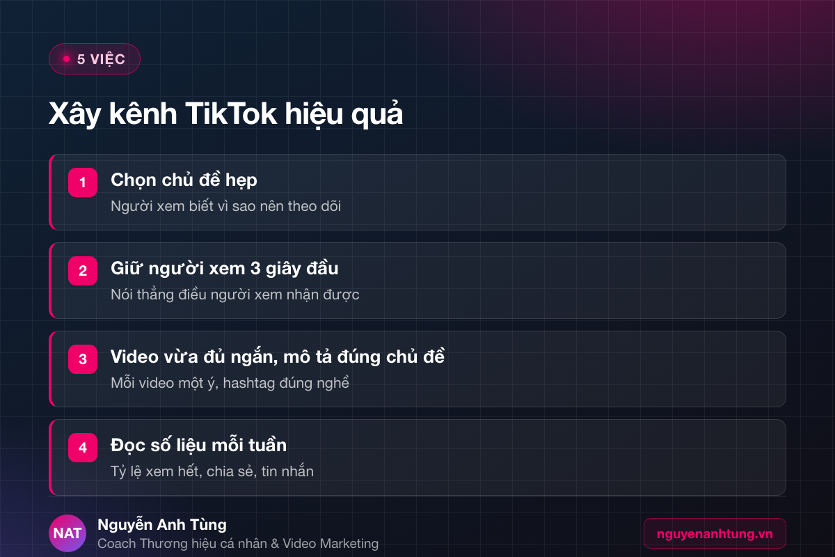 5 việc để xây kênh TikTok hiệu quả