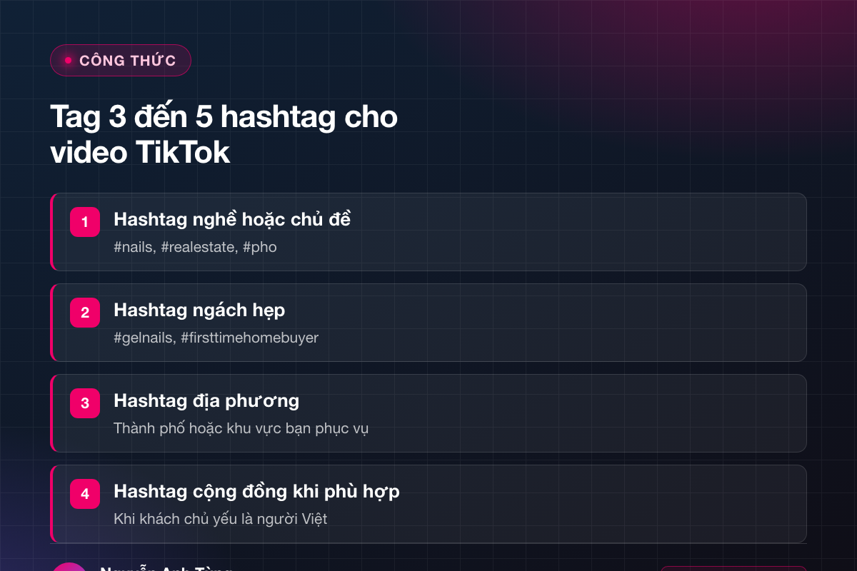 Công thức tag 3 đến 5 hashtag để lên xu hướng TikTok