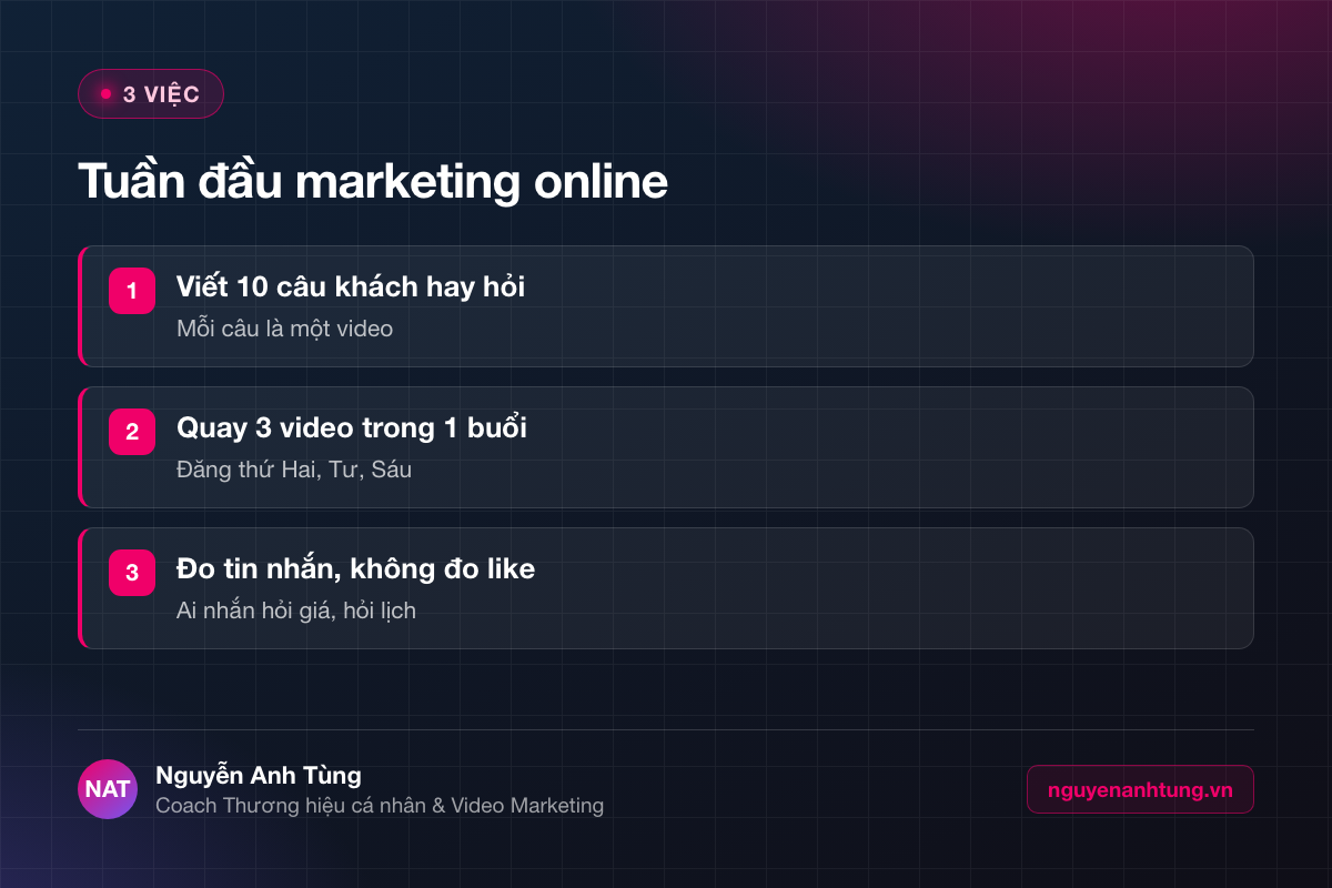 3 việc tuần đầu theo cách marketing online hiệu quả