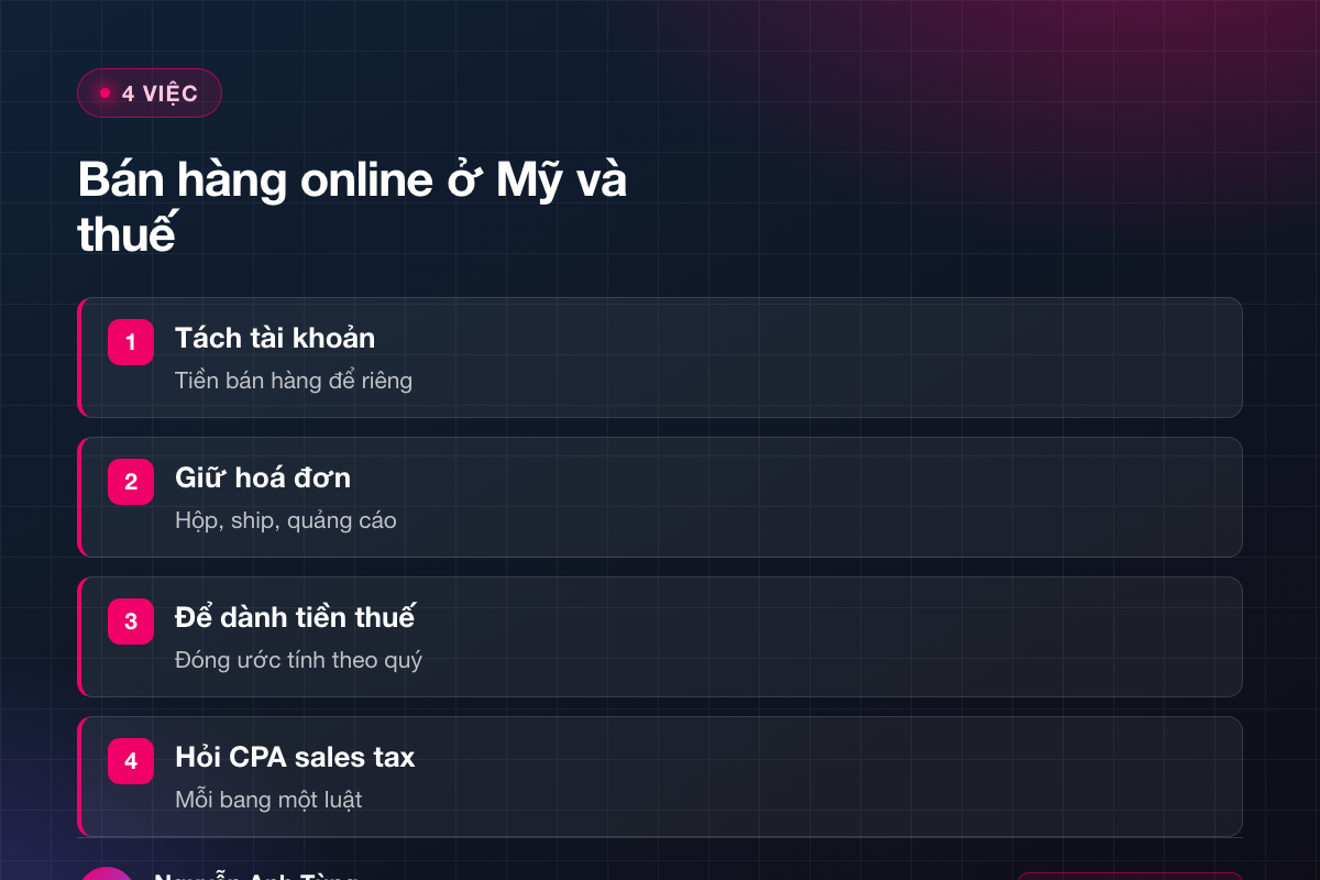 4 việc cần làm về thuế khi bán hàng online ở Mỹ