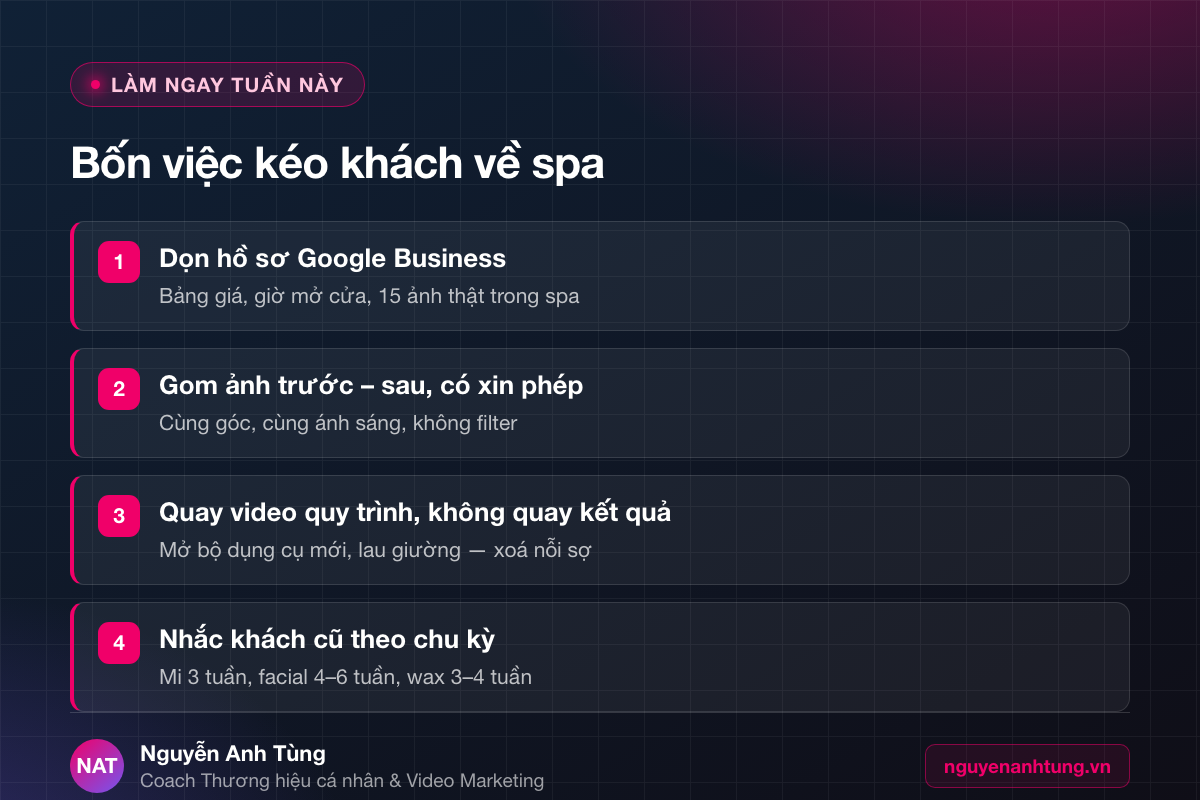 Bốn việc thu hút khách hàng đến spa