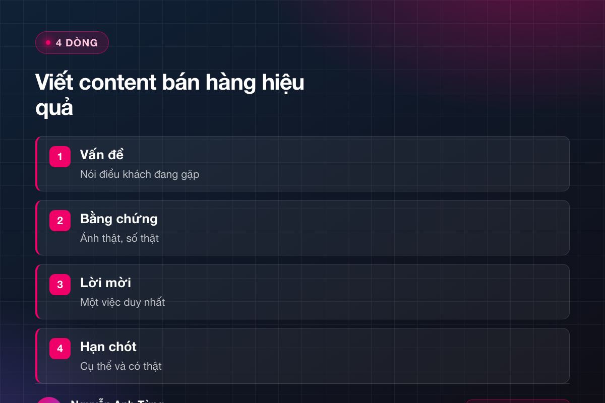 Công thức 4 dòng viết content bán hàng hiệu quả