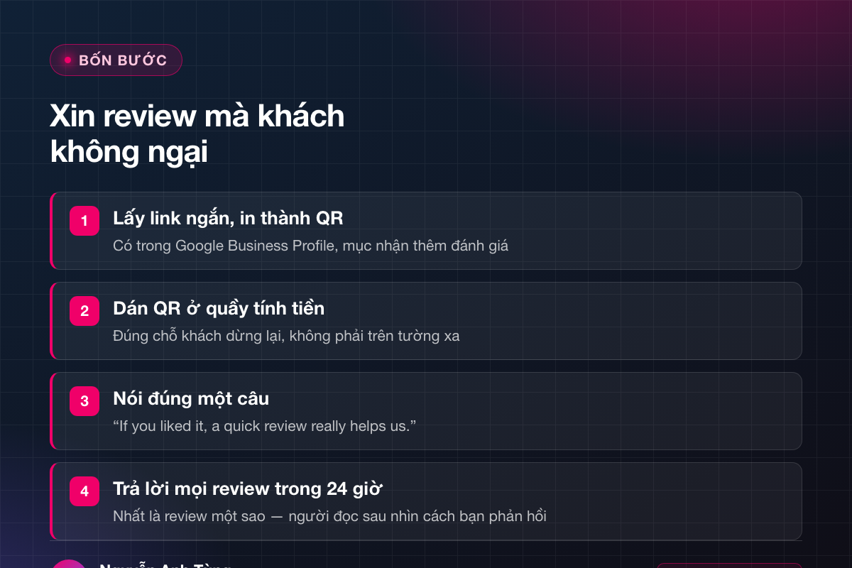 Bốn bước xin Google review cho tiệm