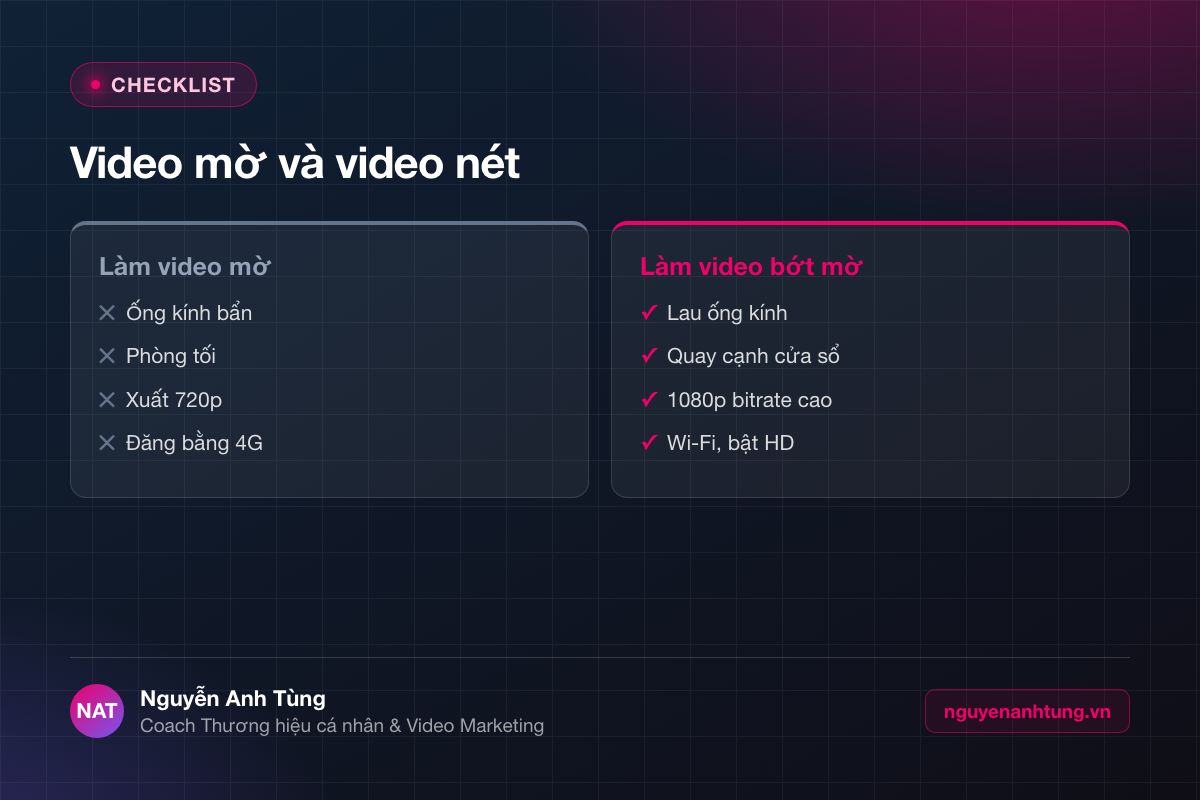 Checklist cách để làm video bớt mờ