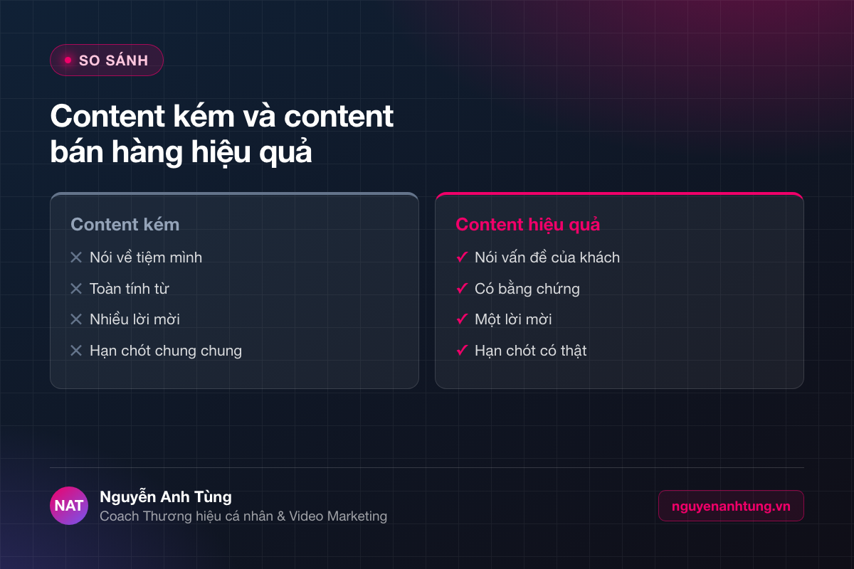 So sánh content kém và cách viết content bán hàng hiệu quả