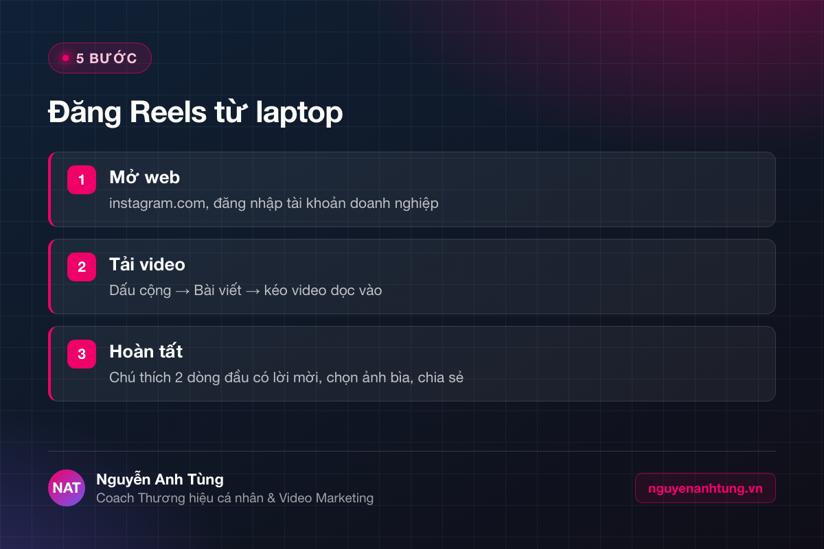 Các bước đăng Reels trên Instagram bằng máy tính