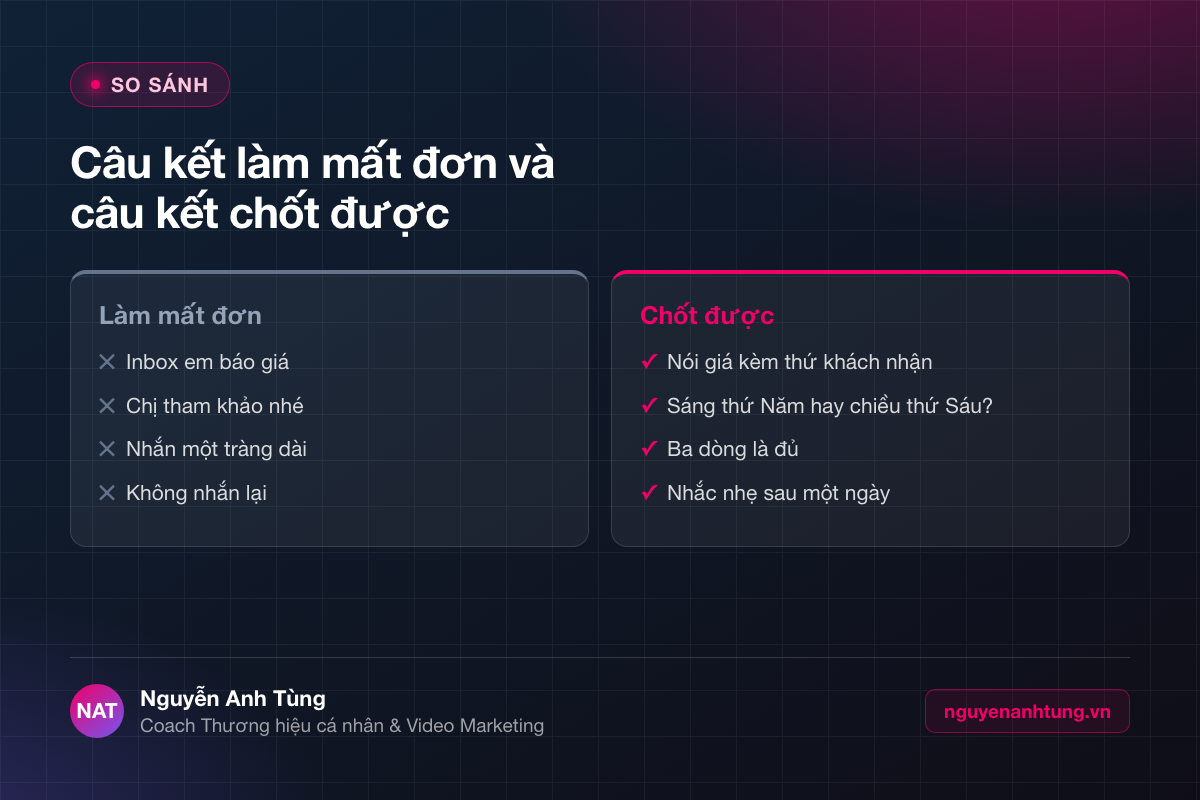 So sánh câu kết làm mất đơn và câu kết chốt được